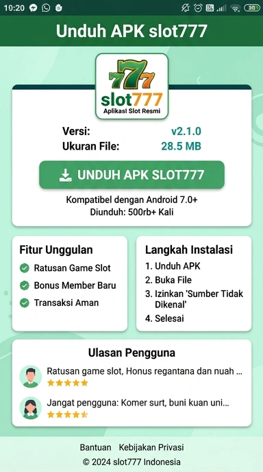Tampilan halaman APK slot777