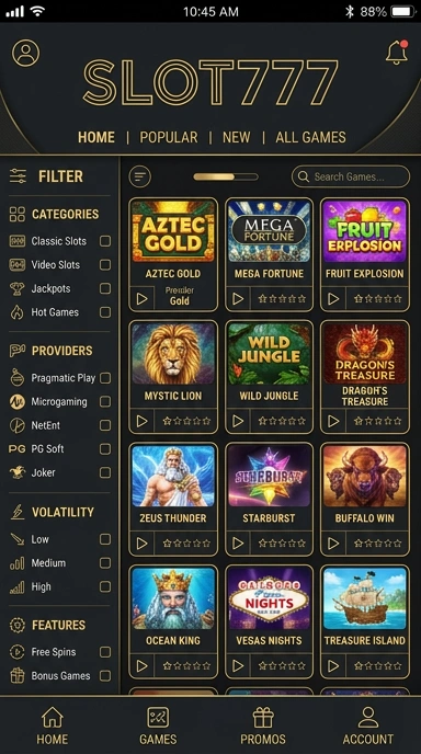 Tampilan katalog aplikasi slot777